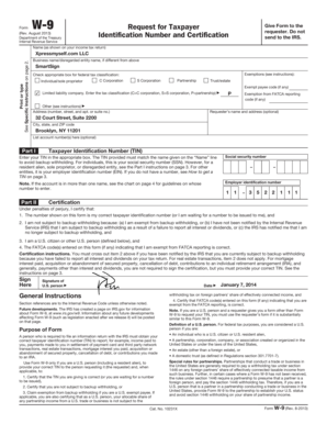 IRS Form W-9 Request for Taxpayer Identification Number and Certification