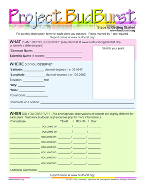 Budburst Plant Observation Form
