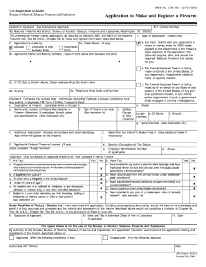 ATF Form 1 Firearm Registration Application