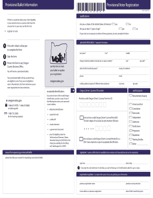 Oregon Provisional Voter Registration Form