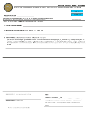 Oregon Assumed Business Name Cancellation
