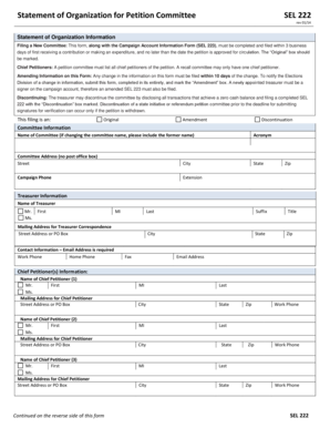 Statement of Organization for Petition Committee SEL 222
