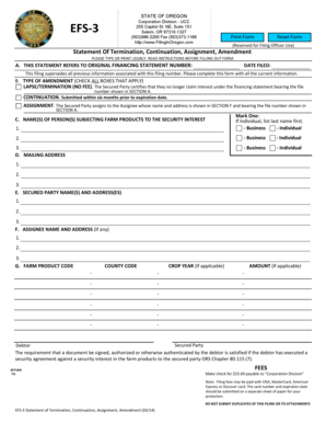 Oregon UCC Statement of Termination