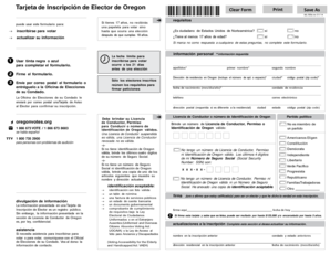 Tarjeta de Inscripción de Elector de Oregon