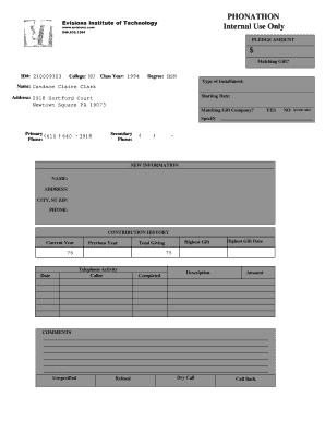 Phonathon Pledge Form