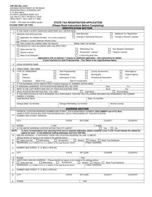 Georgia State Tax Registration Application