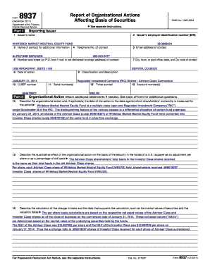 Form 8937 Report of Organizational Actions