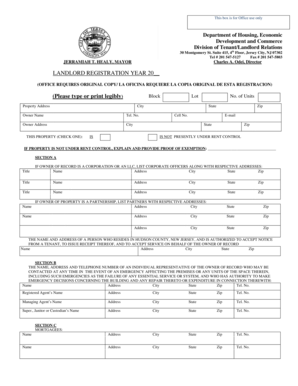 New Jersey Landlord Registration Form