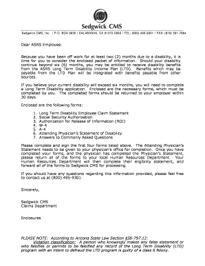 Arizona State Retirement System Long Term Disability Claim Form