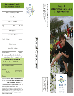 Arizona Extracurricular Education Tax Credit Donation Form