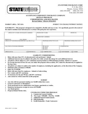 Artisan Program Underwriting Application