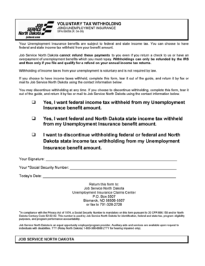 North Dakota Unemployment Tax Withholding Form