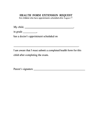 Health Form Extension Request
