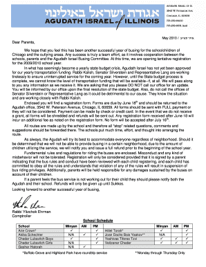 Agudath Israel Bus Service Registration Form