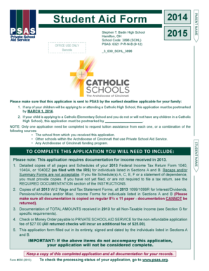 Student Aid Form 2014