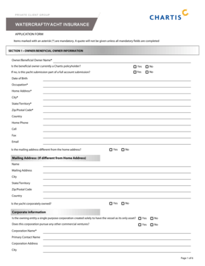 Yacht Insurance Application Form