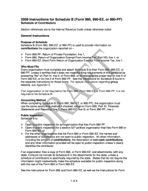 Schedule B Instructions for Form 990, 990-EZ, or 990-PF