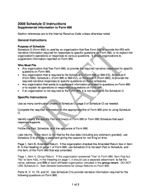 Schedule O Instructions for Form 990