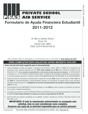 Formulario de Ayuda Financiera Estudiantil