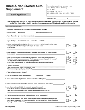 Hired & Non-Owned Auto Supplement