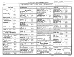 Personal Gift Card Order Form