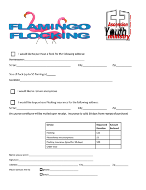 Flamingo Flock Purchase and Insurance Form