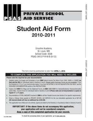Private School Aid Form