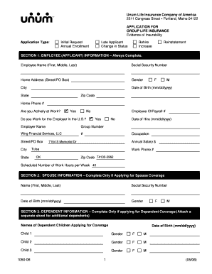 Group Life Insurance Application