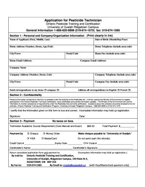 Ontario Pesticide Technician Application