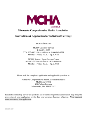 Minnesota MCHA Individual Coverage Application