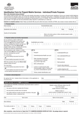 Identification Form for Prepaid Mobile Services