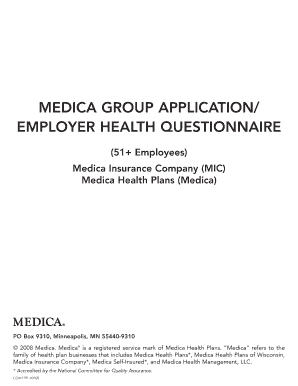 Medica Group Application Employer Health Questionnaire