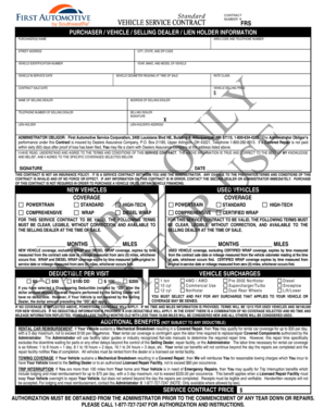 Vehicle Service Contract Agreement