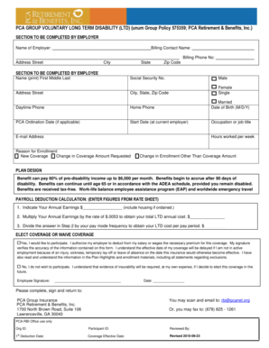 PCA Group Voluntary Long Term Disability Form