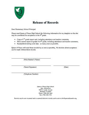 Release of Records for High School Admission