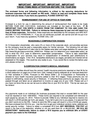 Business Use of Home Reimbursement Form