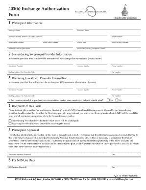 403(b) Exchange Authorization Form