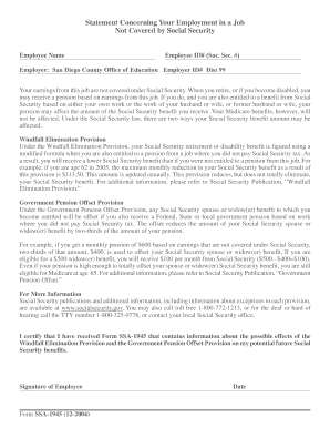 Statement Concerning Non-Social Security Employment