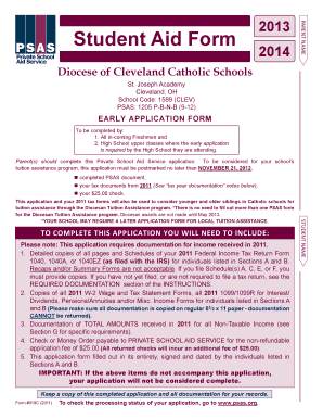 2013-2014 Student Aid Form