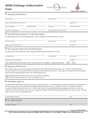 403(b) Exchange Authorization Form