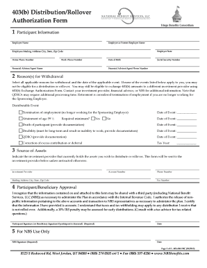403(b) Distribution/Rollover Authorization Form