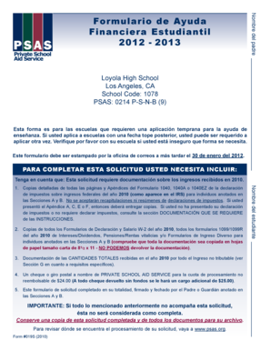 Formulario de Ayuda Financiera Estudiantil