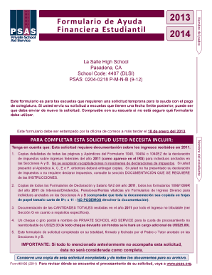 Formulario de Ayuda Financiera Estudiantil