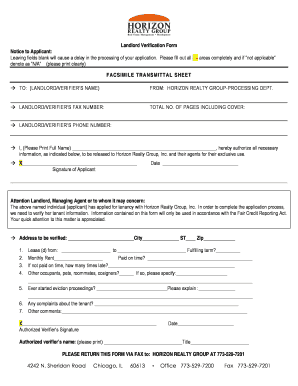 Landlord Verification Form