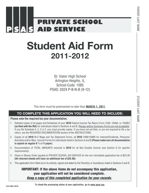 Private School Aid Form