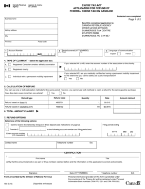 Canada Excise Tax Refund Application