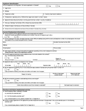 Regulation 102 Waiver Application