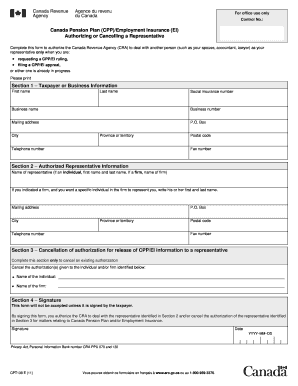 Canada Pension Plan Authorization Form