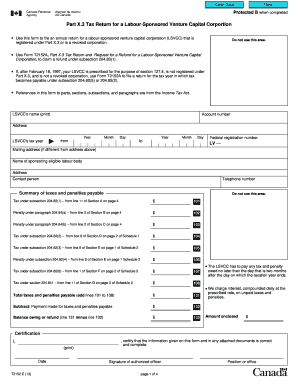 Part X.3 Tax Return for Labour-Sponsored Venture Capital Corporation