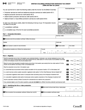 British Columbia Production Services Tax Credit Form